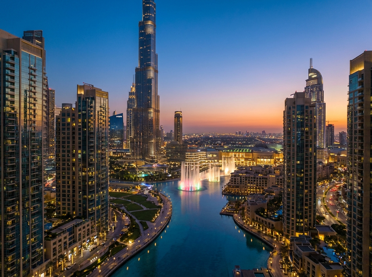 Downtown Dubai skyline with Burj Khalifa