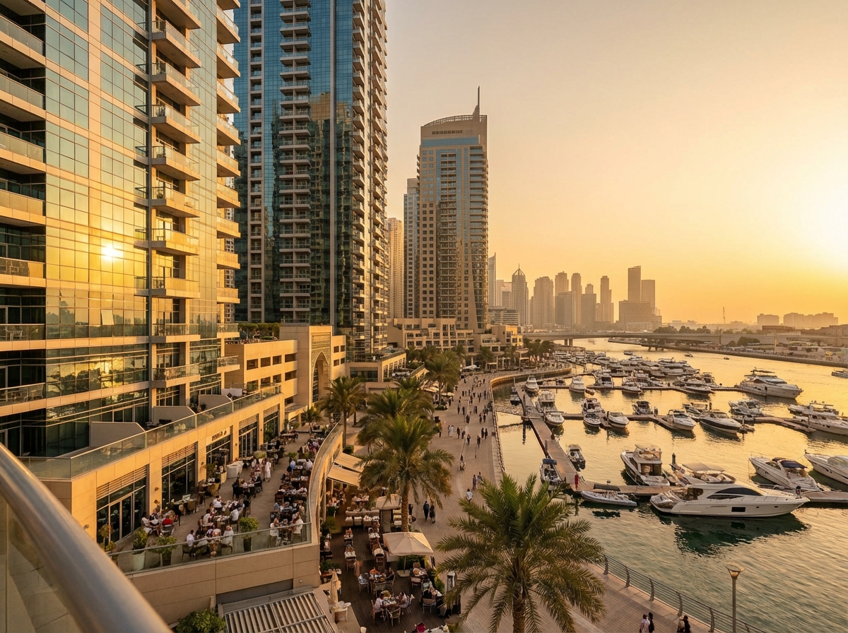 Dubai Marina waterfront with towers