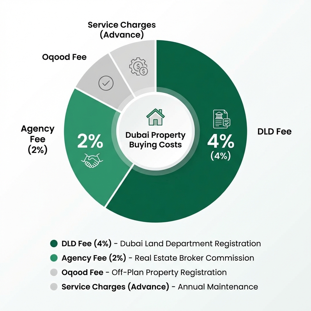 Dubai property buying costs breakdown infographic